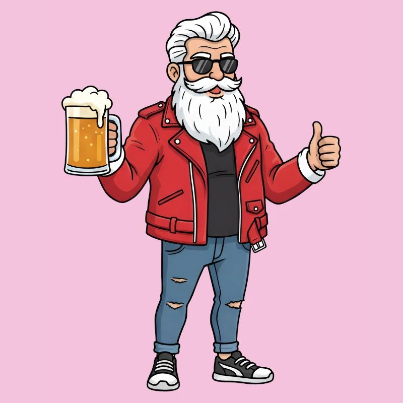 Rockabilly Opa mit Bier