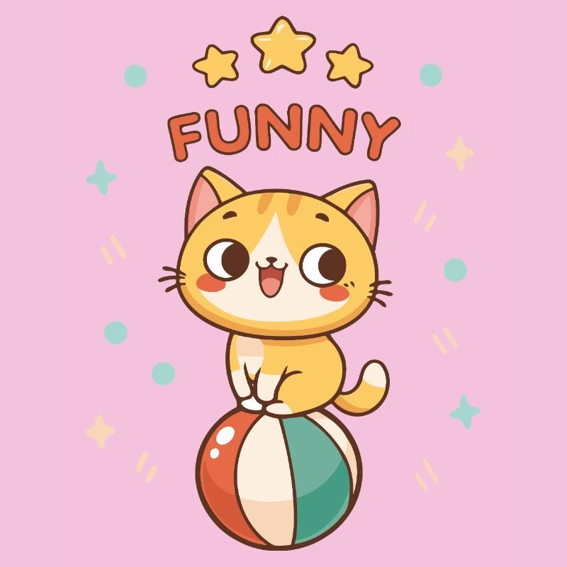 Funny kitten on colored ball