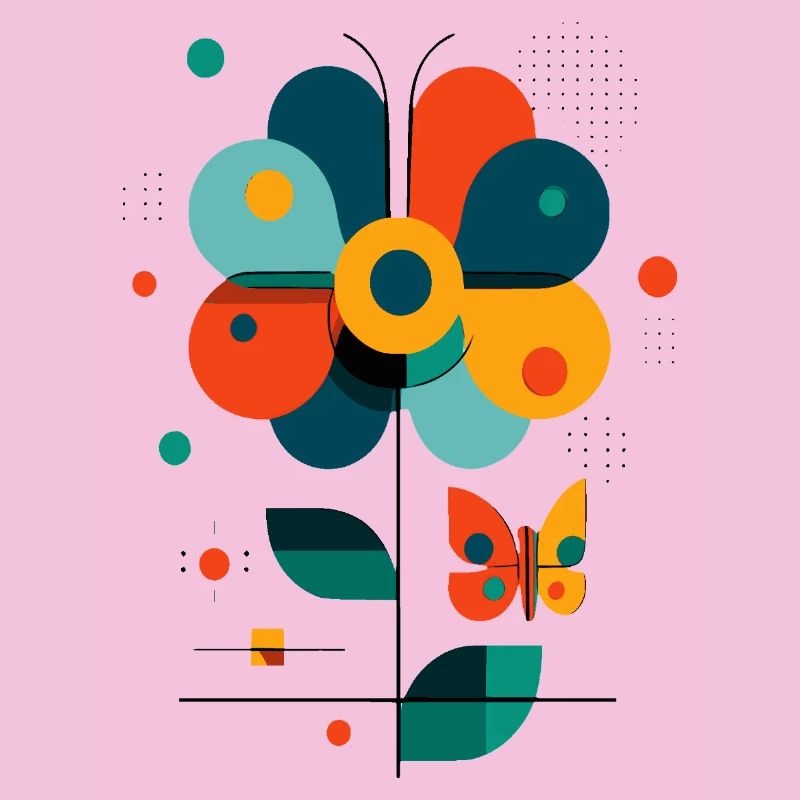stilisierte Blume mit Schmetterling