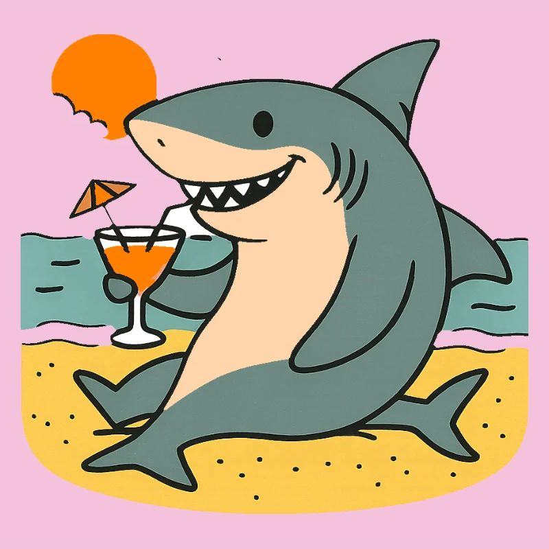 Requin de sable avec boisson de plage
