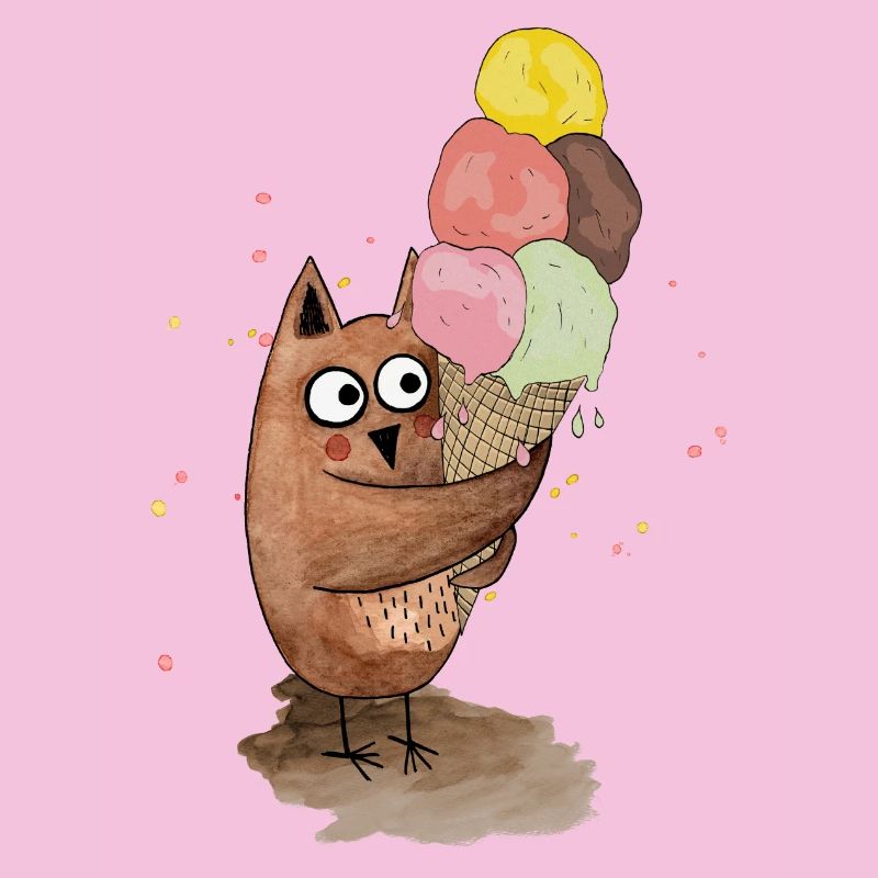 Eule mit riesigem Eis