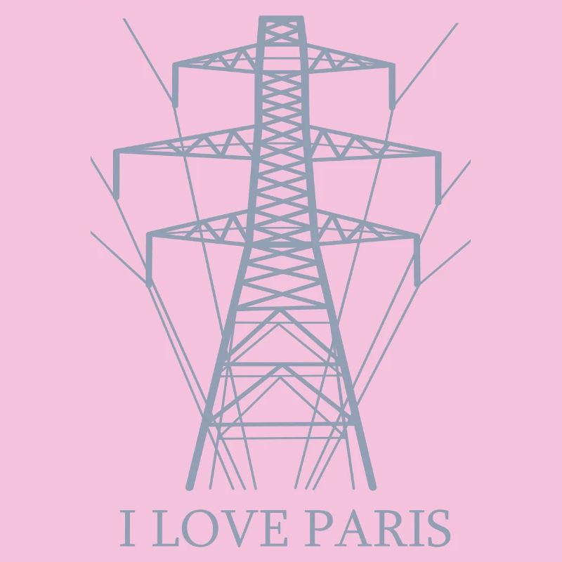 Ironisch Ich liebe Paris Eiffelturm als Strommast