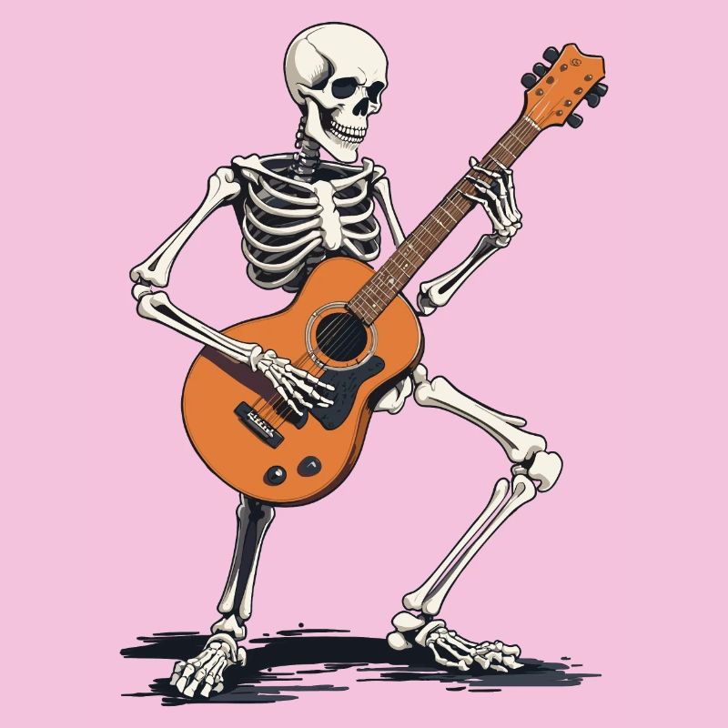 Skeleton with guitar