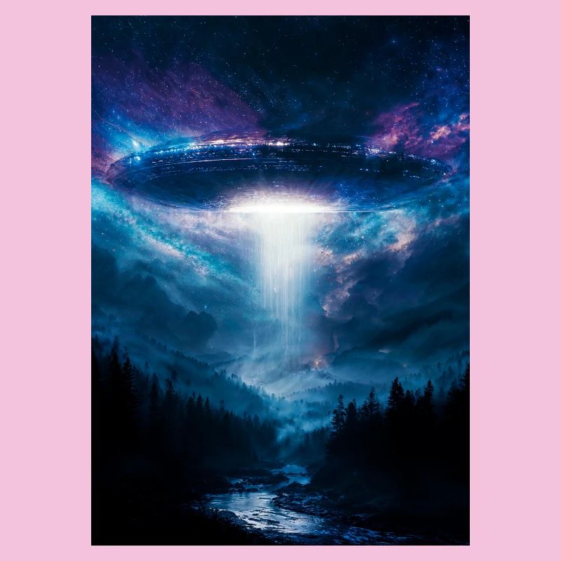 UFO-Strahl über Mitternachtswald