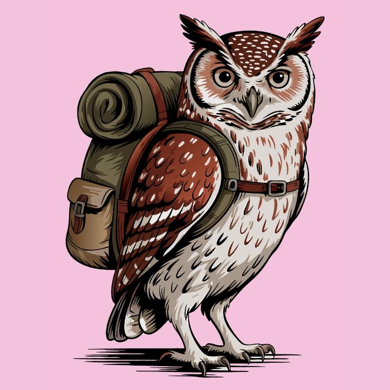 Wald-Eule mit Rucksack
