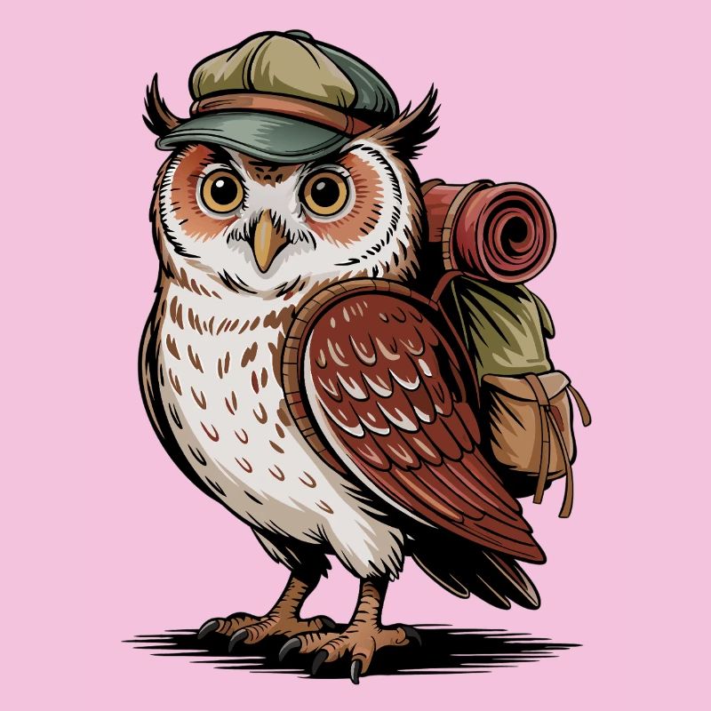 Waldwanderer Eule mit Rucksack
