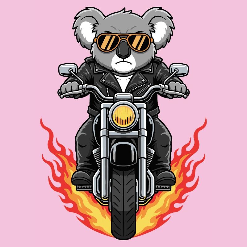 Cool Biker Koala Motorcycle Flames