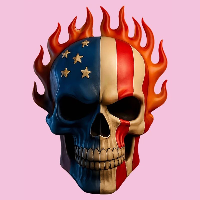 Crâne de drapeau enflammé