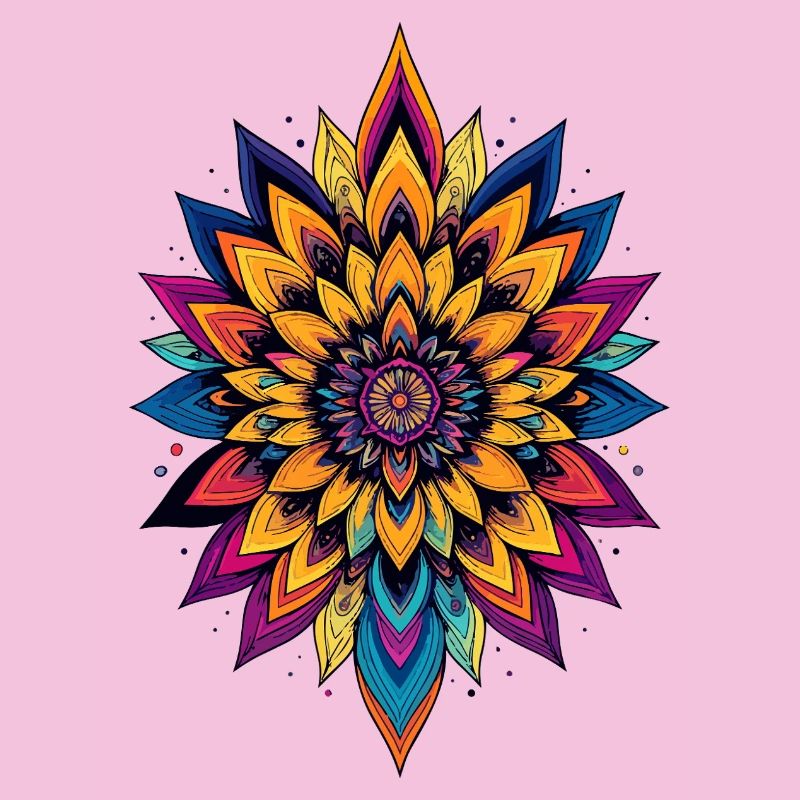 Bunte LSD Blume Mandala Farbexplosion Blumenstern