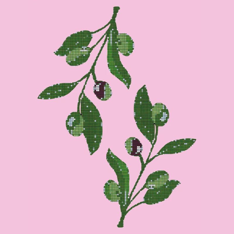 olive branches Mosaic Green