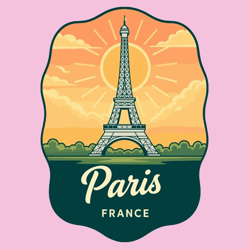 Insigne rétro du coucher de soleil de la Tour Eiffel de Paris