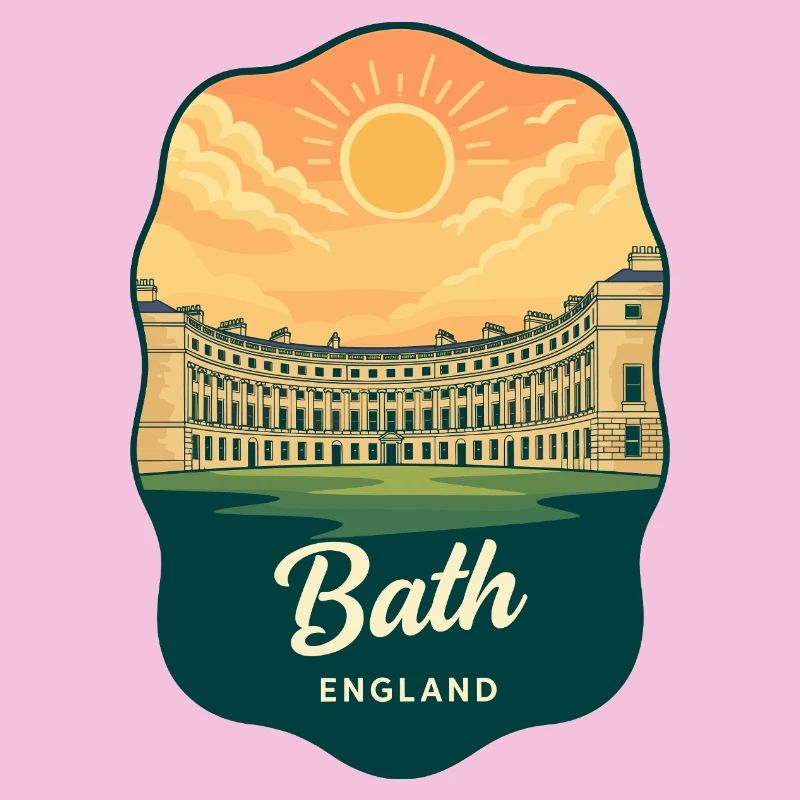 Bath Royal Crescent Retro Sunset Badge