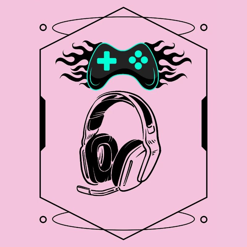 Futuristischer flammender Controller und Gaming-Headset