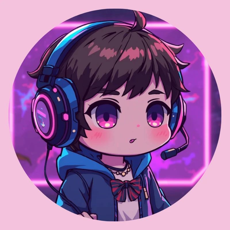 Chibi de jeu Neon avec casque