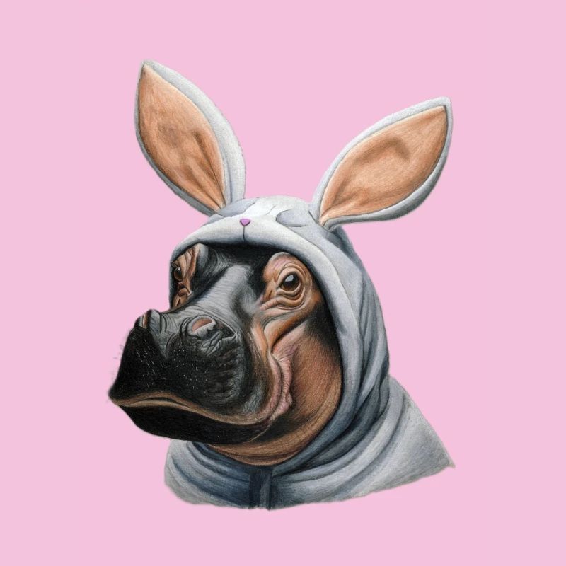 Lapin hippopotame blanc
