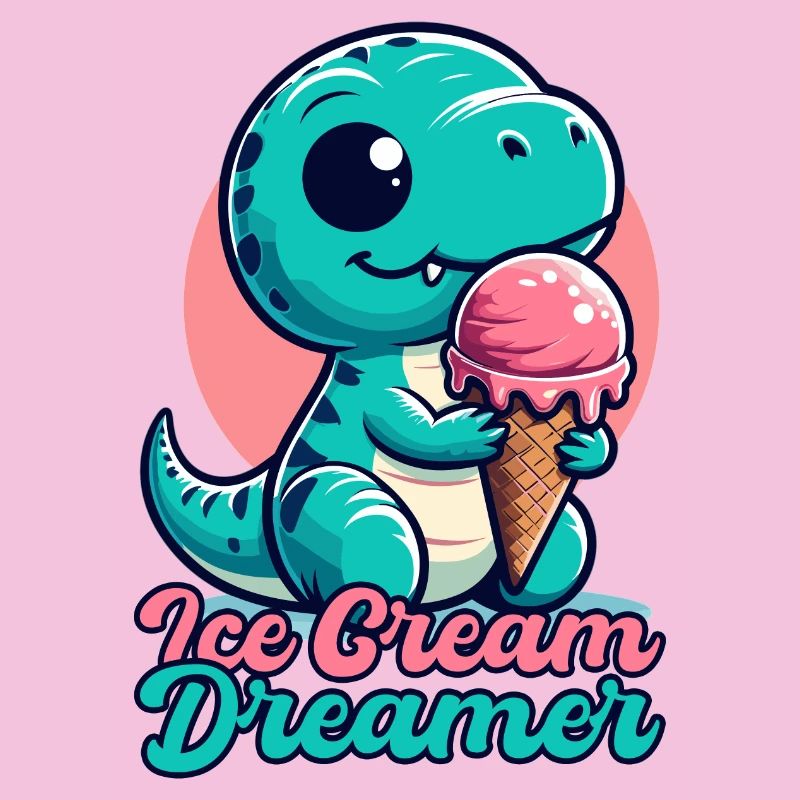 Eiscreme Träumer süßer T-Rex mit Eis Geschenk