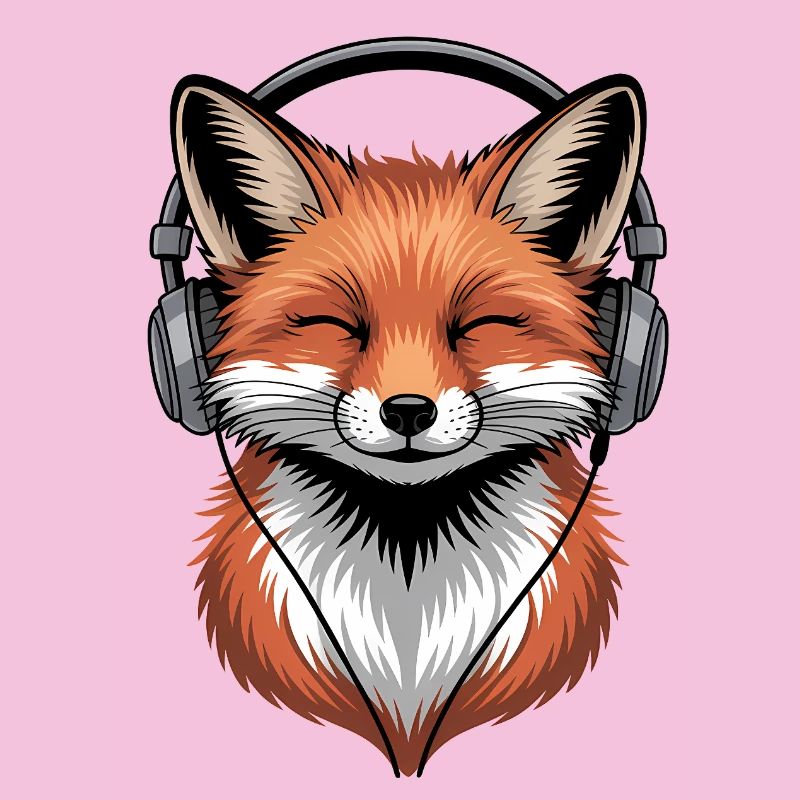Fuchs mit Kopfhörern