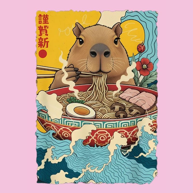 Capybara Eats Ramen Noodles
