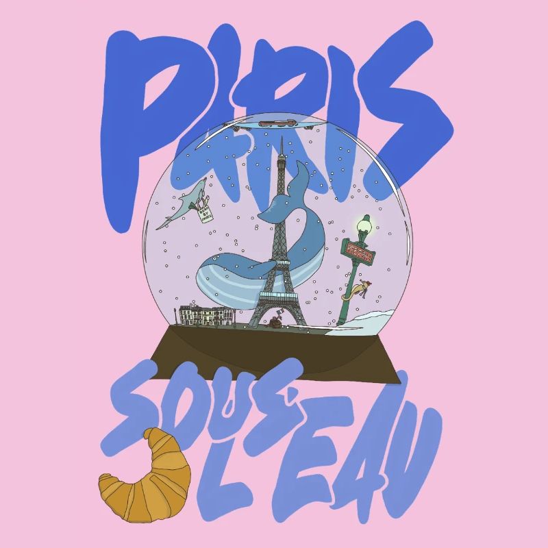 Paris Snowglobe Bleu - icône Eiffel