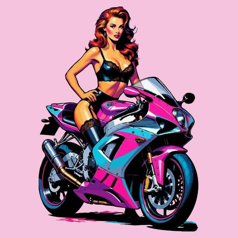 Pin-up-Mädchen auf Rennrad