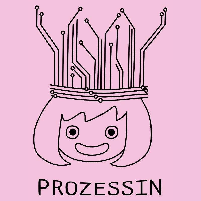Prozessin mit Tech-Krone