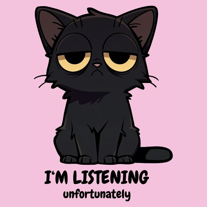 Grumpy Black Cat | Zero Buck Cats Motif
