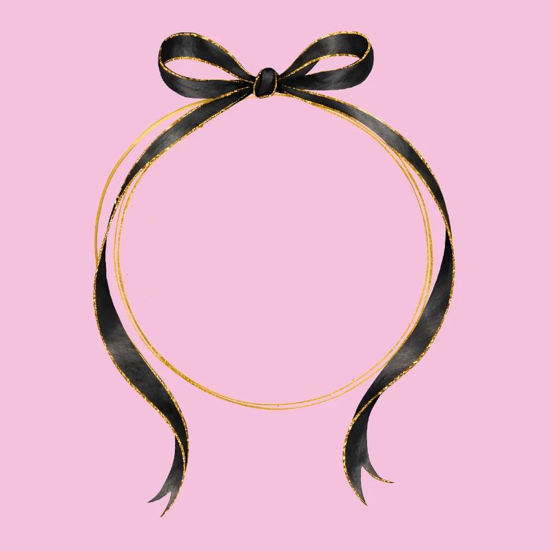 Circle Bow Black Gold Personalizable