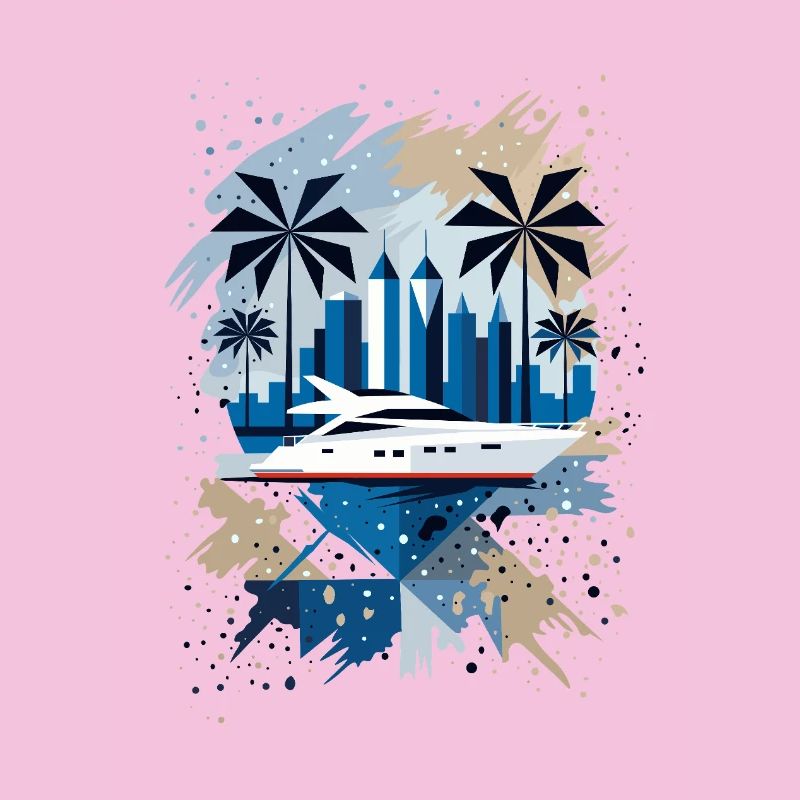 Panorama moderne de yachts et de villes – Design élégant