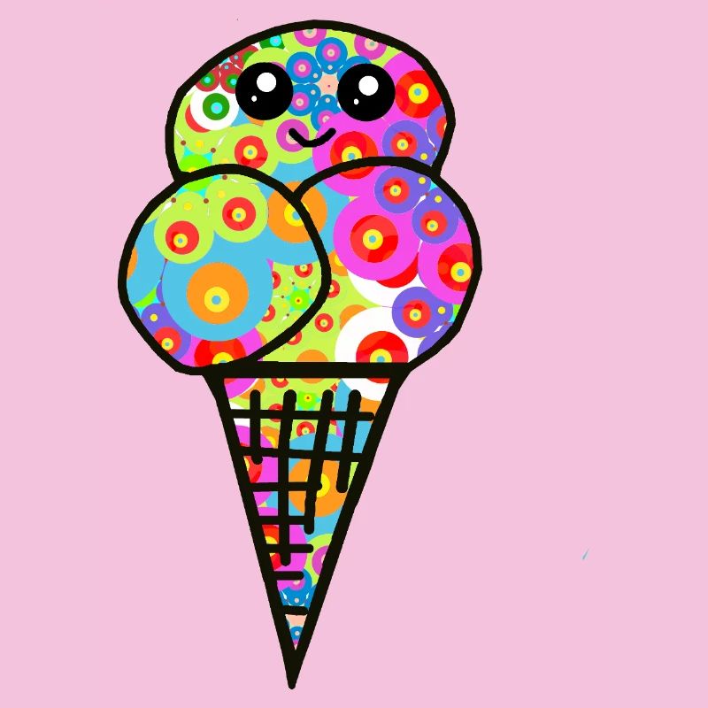 Buntes Blüten-Eisdesign Eiscreme Retro 60er