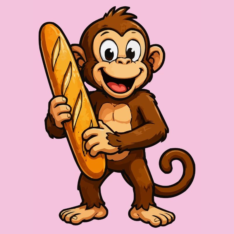 Monkey with baguette