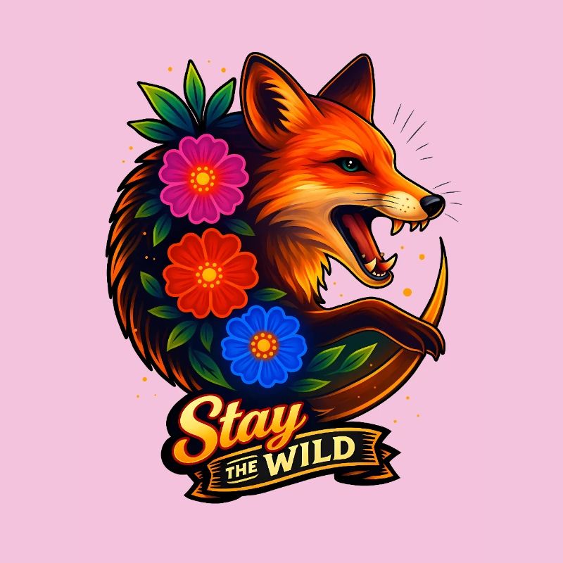 Fuchs mit Blumen Bleib wild