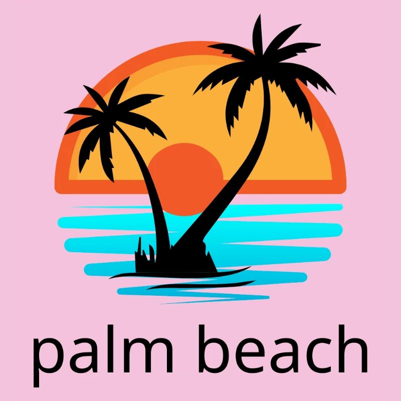 Sunset with palm trees. Palm Beach.