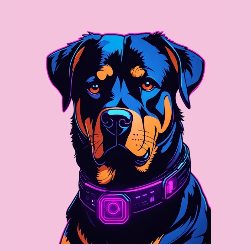 Néon Rottweiler Art Numérique