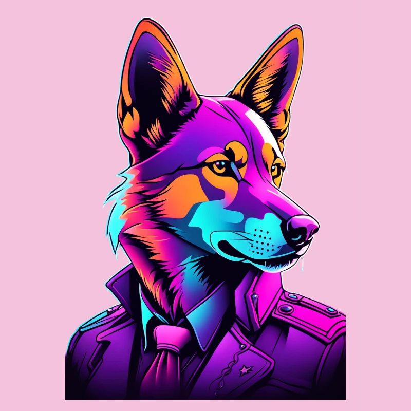Neon-Wolf im Cyberpunk-Stil