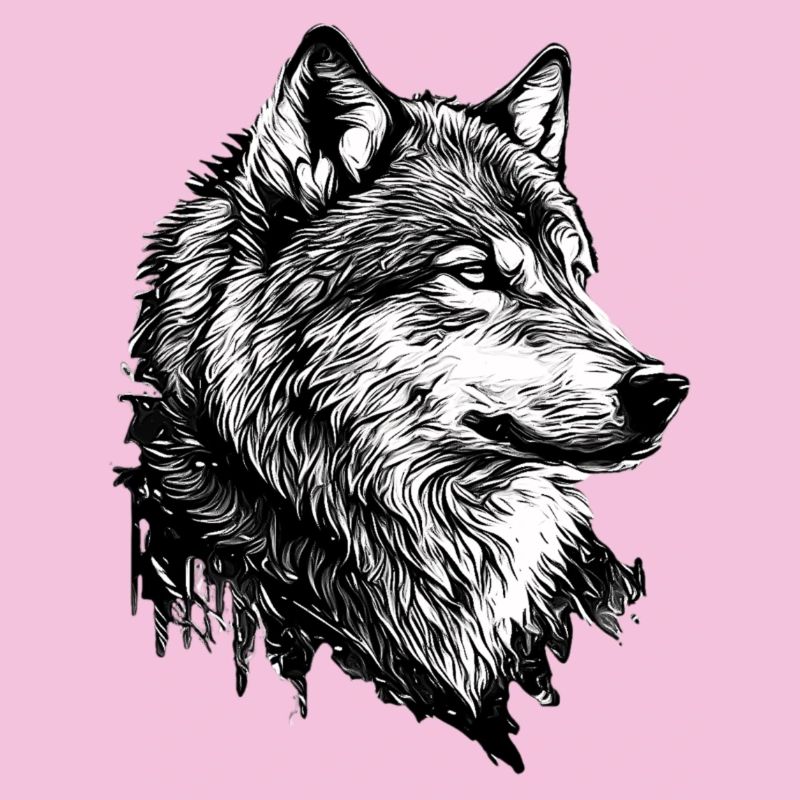 Monochrome Wolf Line Art