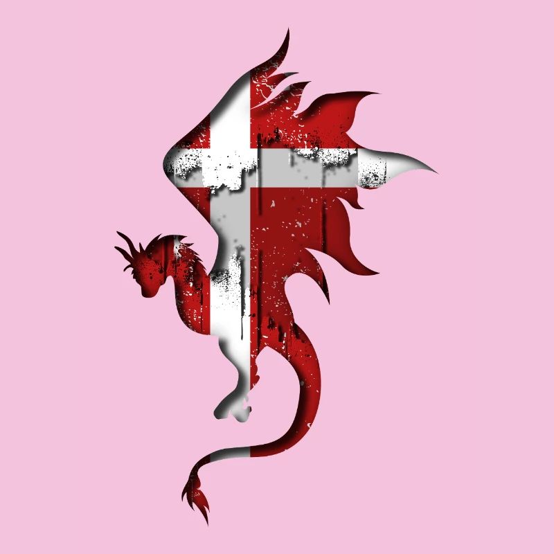 Drapeau du Danemark - Danemark - Silhouette de dragon
