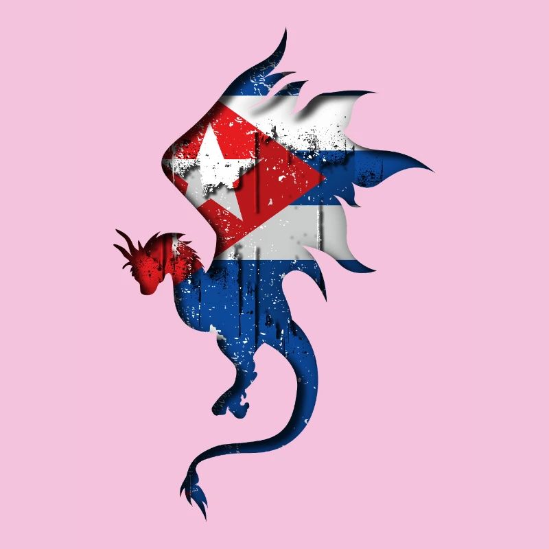 Drapeau de Cuba - Cuba - Silhouette de dragon