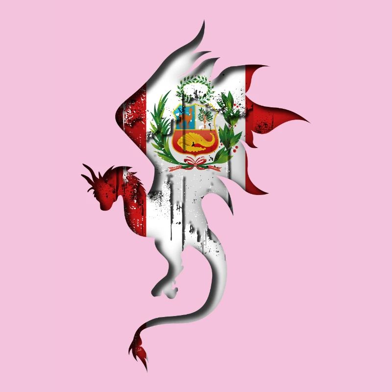 Drapeau du Pérou - Pérou - Silhouette de dragon