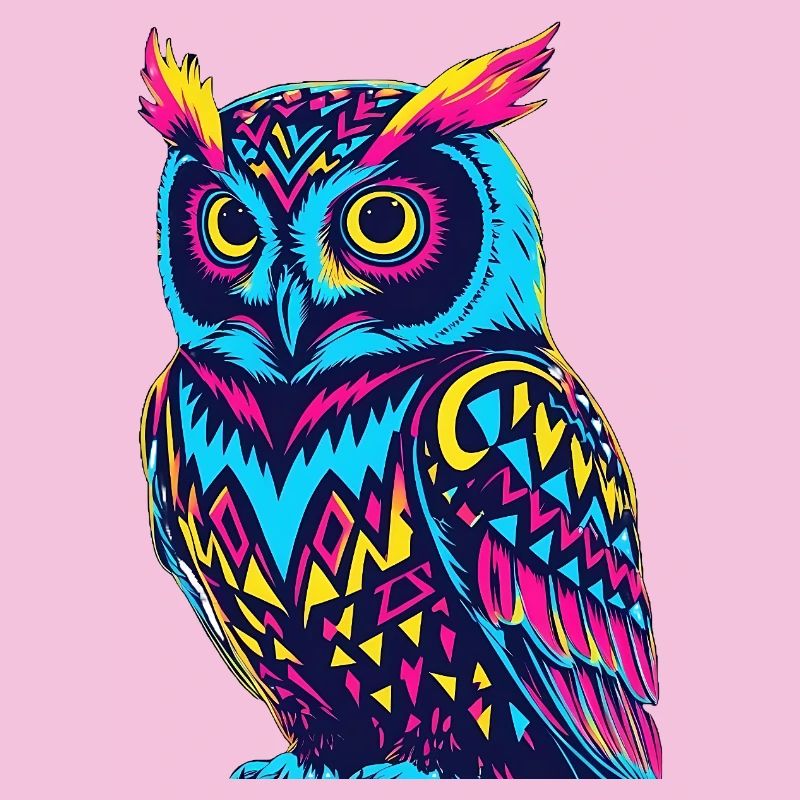 Neon Tribal Eule Design