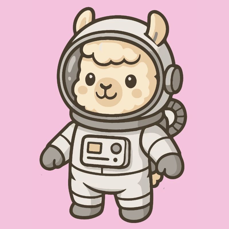 Cute Llama Astronaut Print