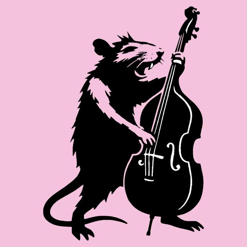 Bär mit Cello Monochrom
