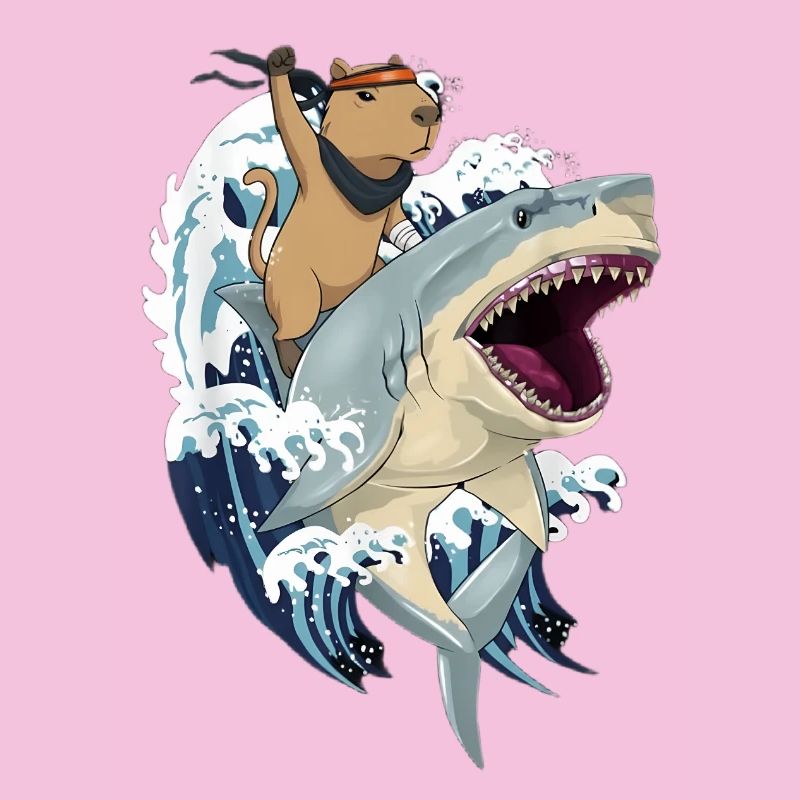 Capybara sur requin