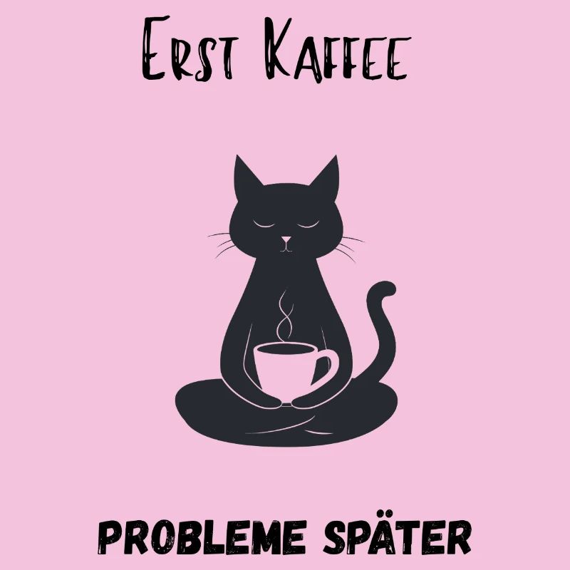 Zen Katze mit Kaffeetasse