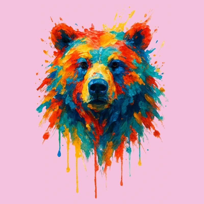 Bär im Splatter-Dynamik-Gemälde