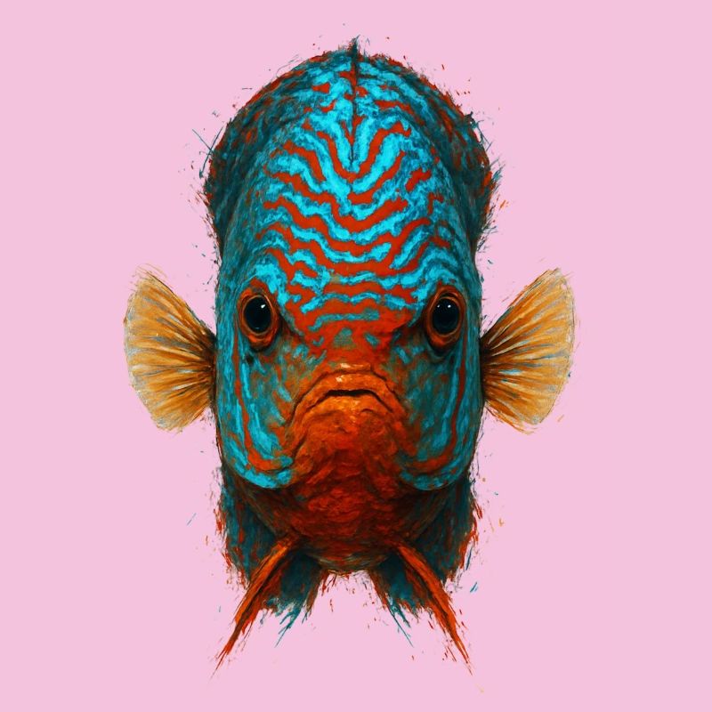 Poisson Discus Bleu et Orange Regard Intense