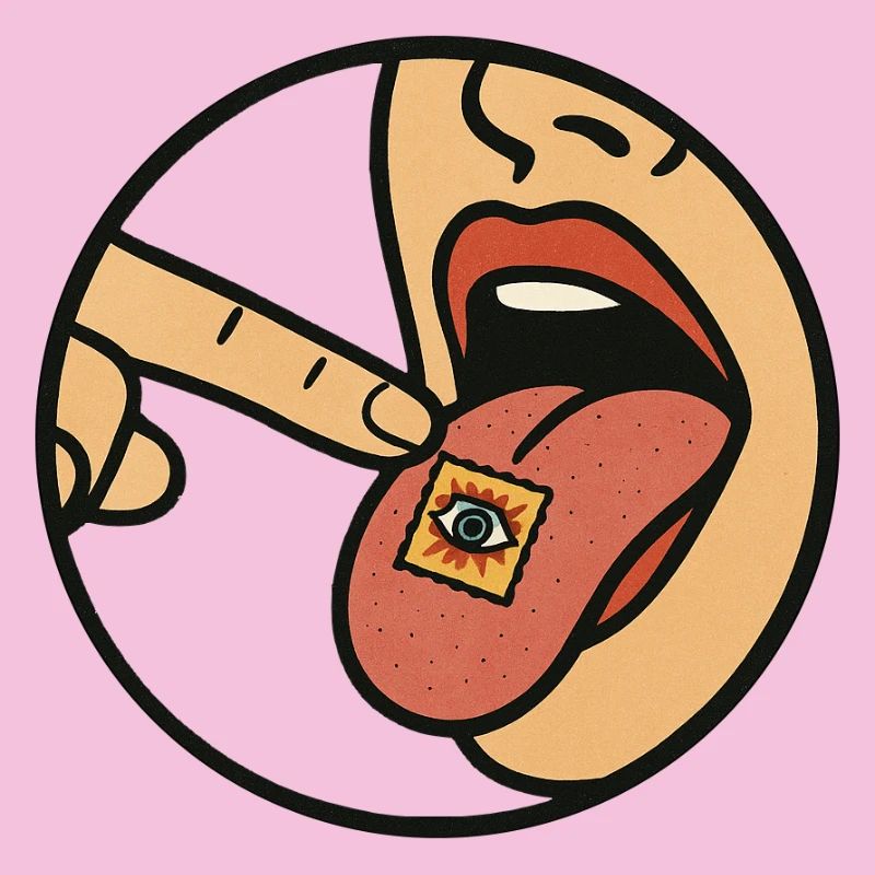 Buvard LSD sur la langue