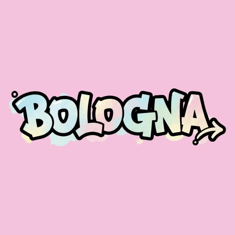 Lettrage graffiti BologneA sur la flèche