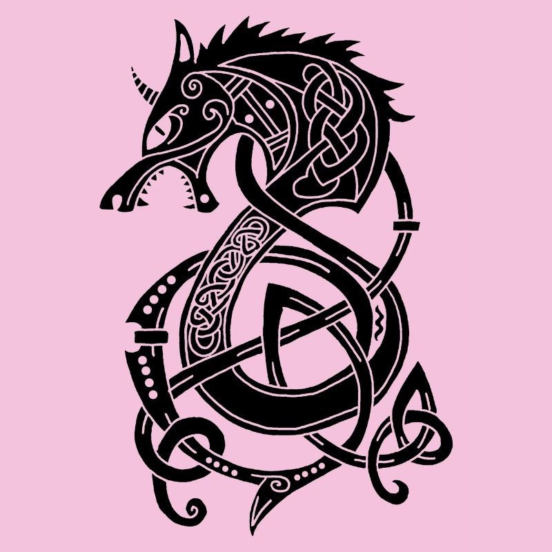 Wikingerwolf Drache (schwarz)