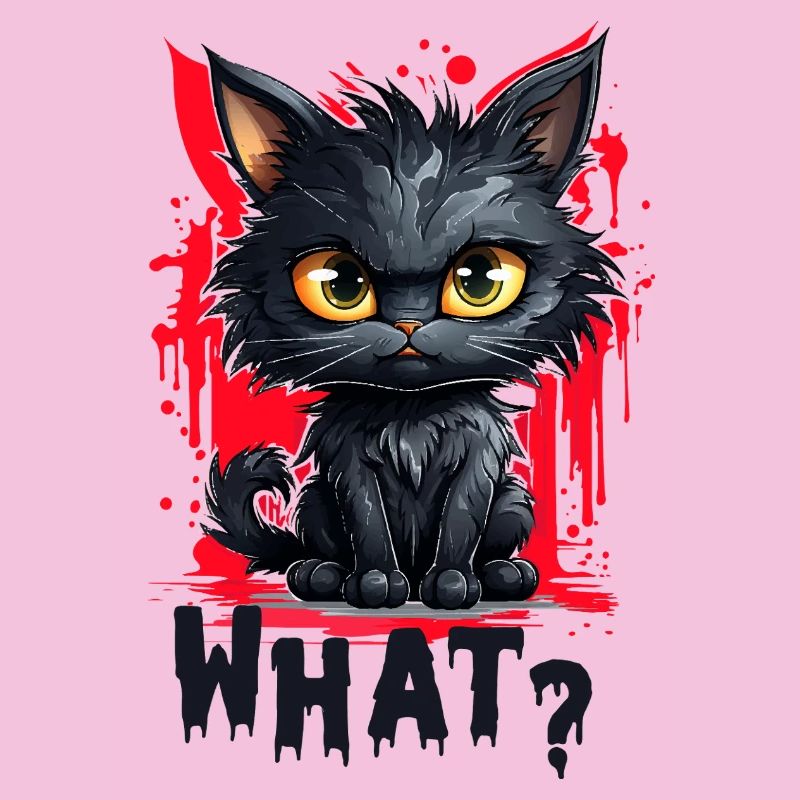 Creative cat illustration darken thoughts