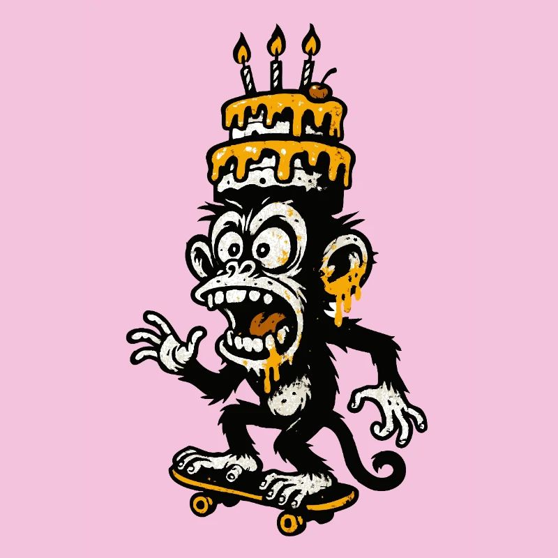 Absurd Monkey Birthday Cake Illustration